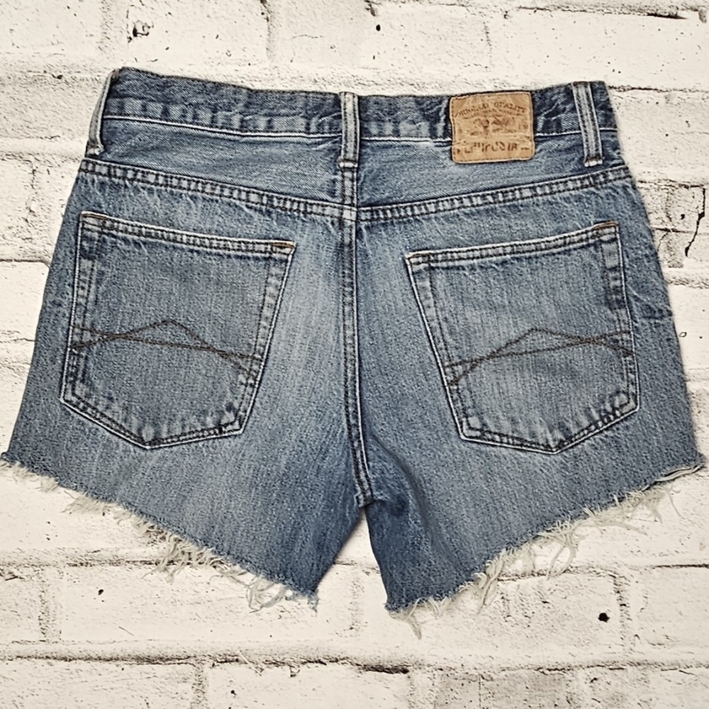 Aeropostale Denim Cutoff Shorts Size 10 High Rise Distressed Blue Jean - Picture 2 of 6